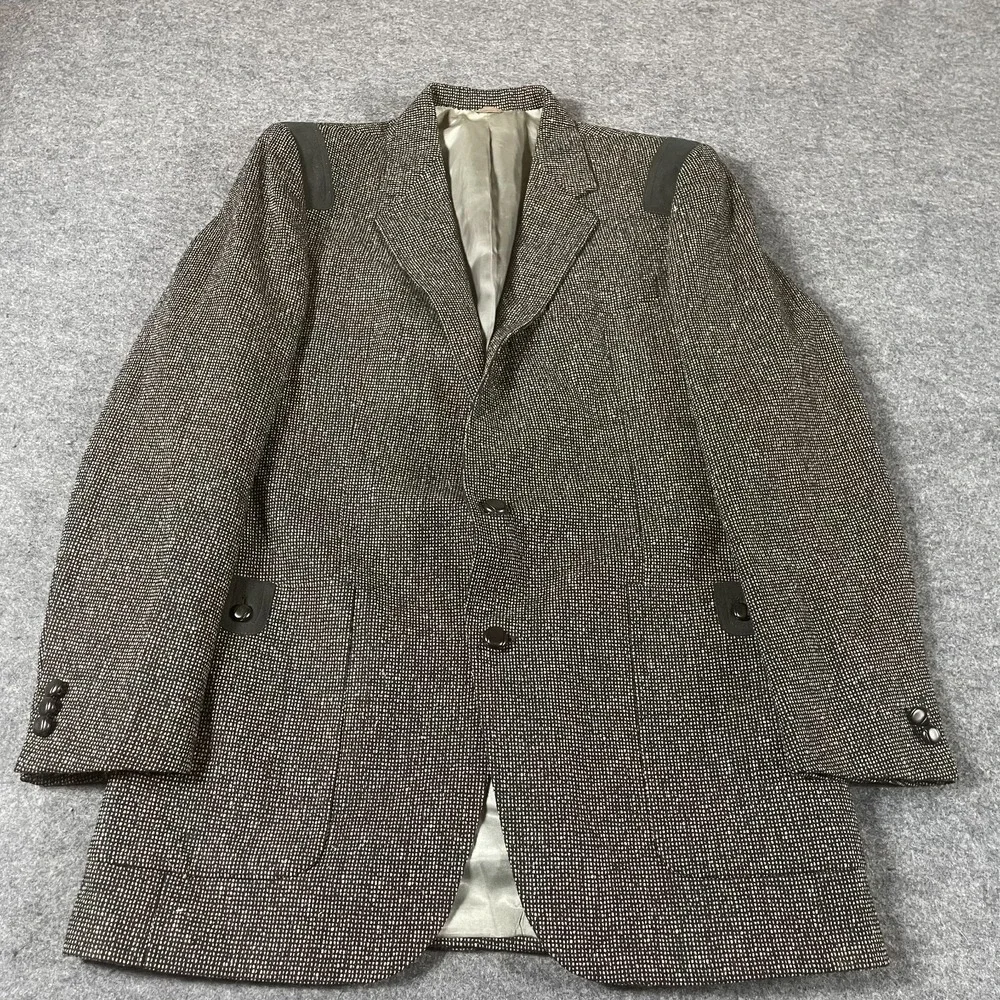 Rubin Blazer Mens 42 Gray Single Breasted Twill Pockets Lined Heavy Wool Wedding